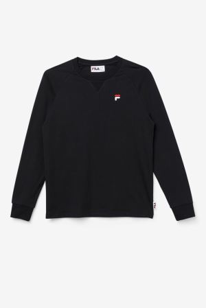 FILA Flynn Long Sleeve Tee Shirts Black,Womens Clothing | CA.ZYRAJW791